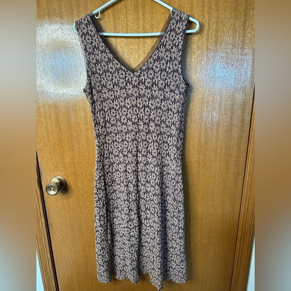 Joseph Ribkoff Sleeveless Floral Midi Dress brown & cream, V-Neck with Buckle 10 - Picture 10 of 12